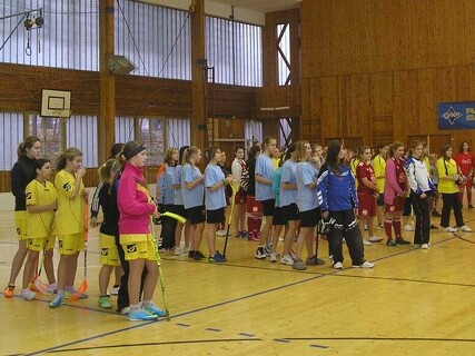 Mladší děvčata pátá v krajském finále florbalu