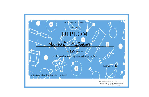 Fyzikální olympiáda: Matyáš Maňur na stupních vítězů