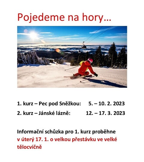 Informační schůzka k 1. lyžařskému kurzu